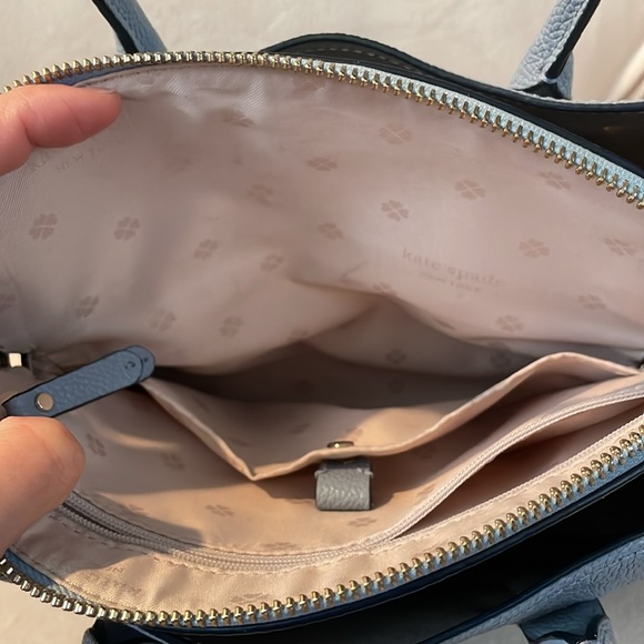 Kate Spade Margaux Medium Satchel Crossbody Bag in Blue with Silver Hardware - Picture 9 of 17